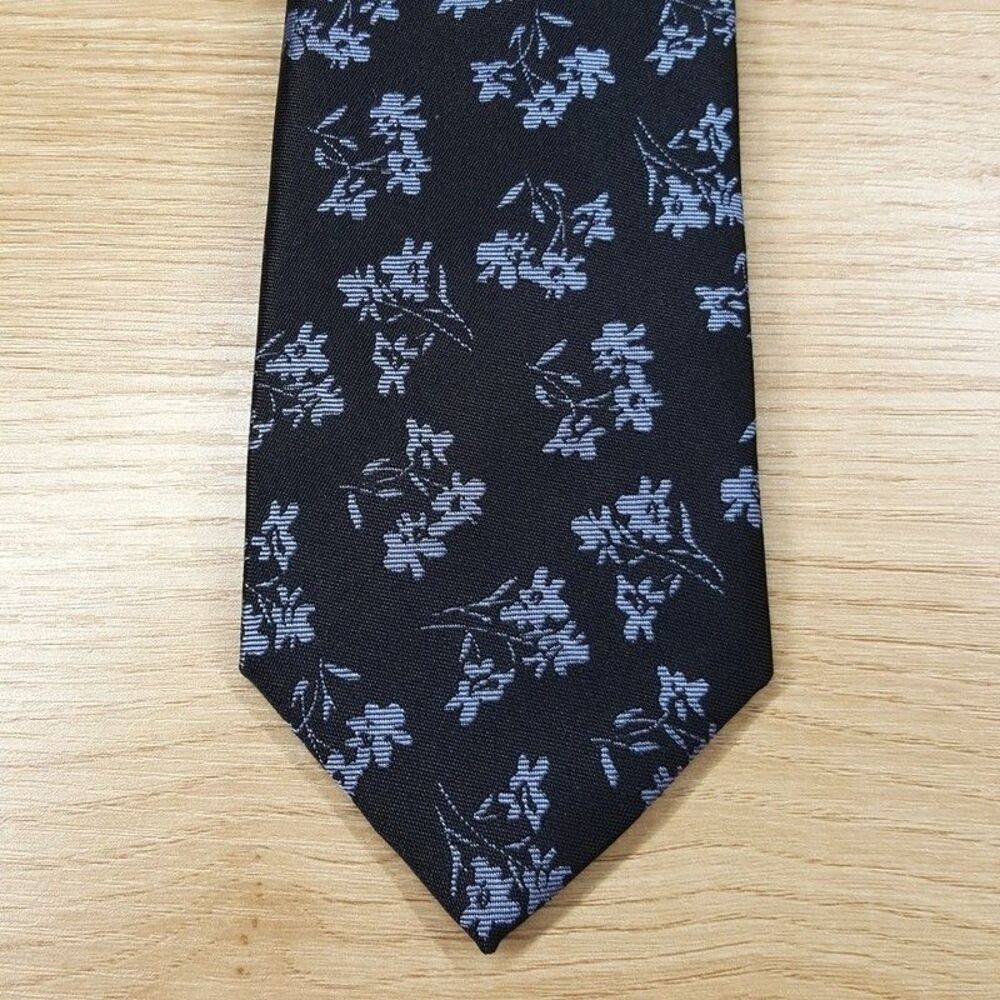 MICHAEL KORS Mens Neck Tie Black Floral Classic Pointed Silk Blend